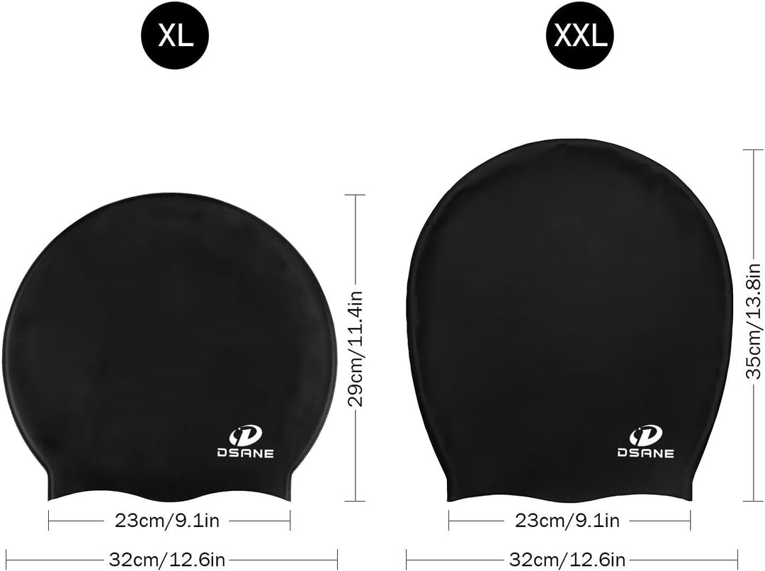 Dsane Extra Grosse Badekappe Damen Herren, Schwimmkappe Lange Haare mit Speziellem Design, Bademütze