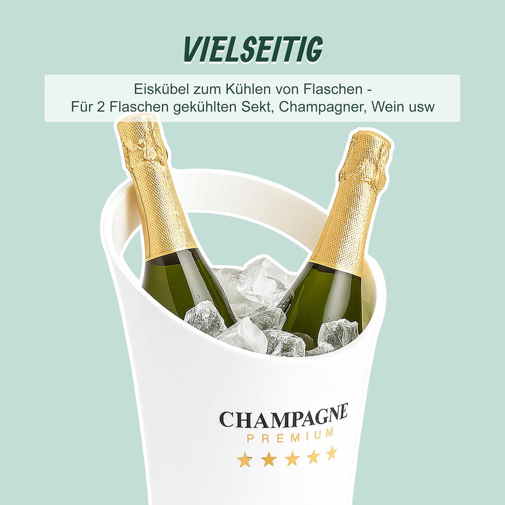 Relaxdays Sektkühler, Flaschenkühler, 2 Flaschen, Getränke kühlen, Champagnerkühler HxBxT: 29,5 x 21
