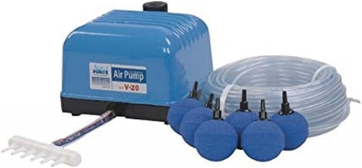 AquaForte Original-SET Luftpumpe Hailea V20, 9l/min bei 1,2m, inkl. 4 Steine und 25m 4/6 Schlauch V-