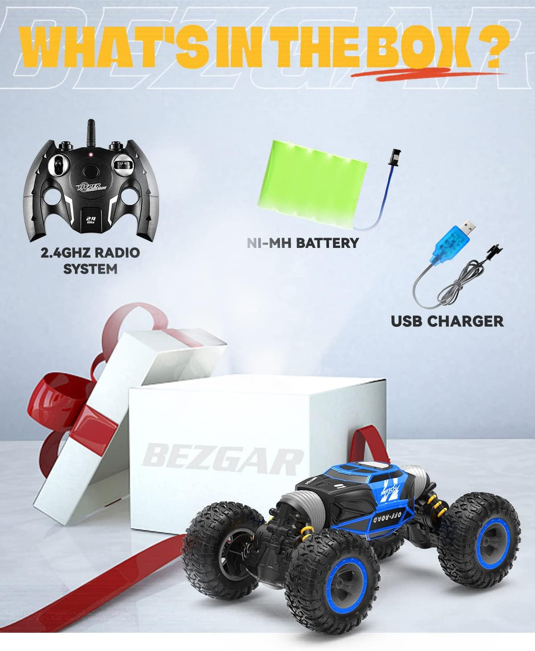 BEZGAR TD141 Ferngesteuertes Auto - 4WD 2.4GHz RC Autos für Kinder, Verwandeln Auto Spielzeug Stunt