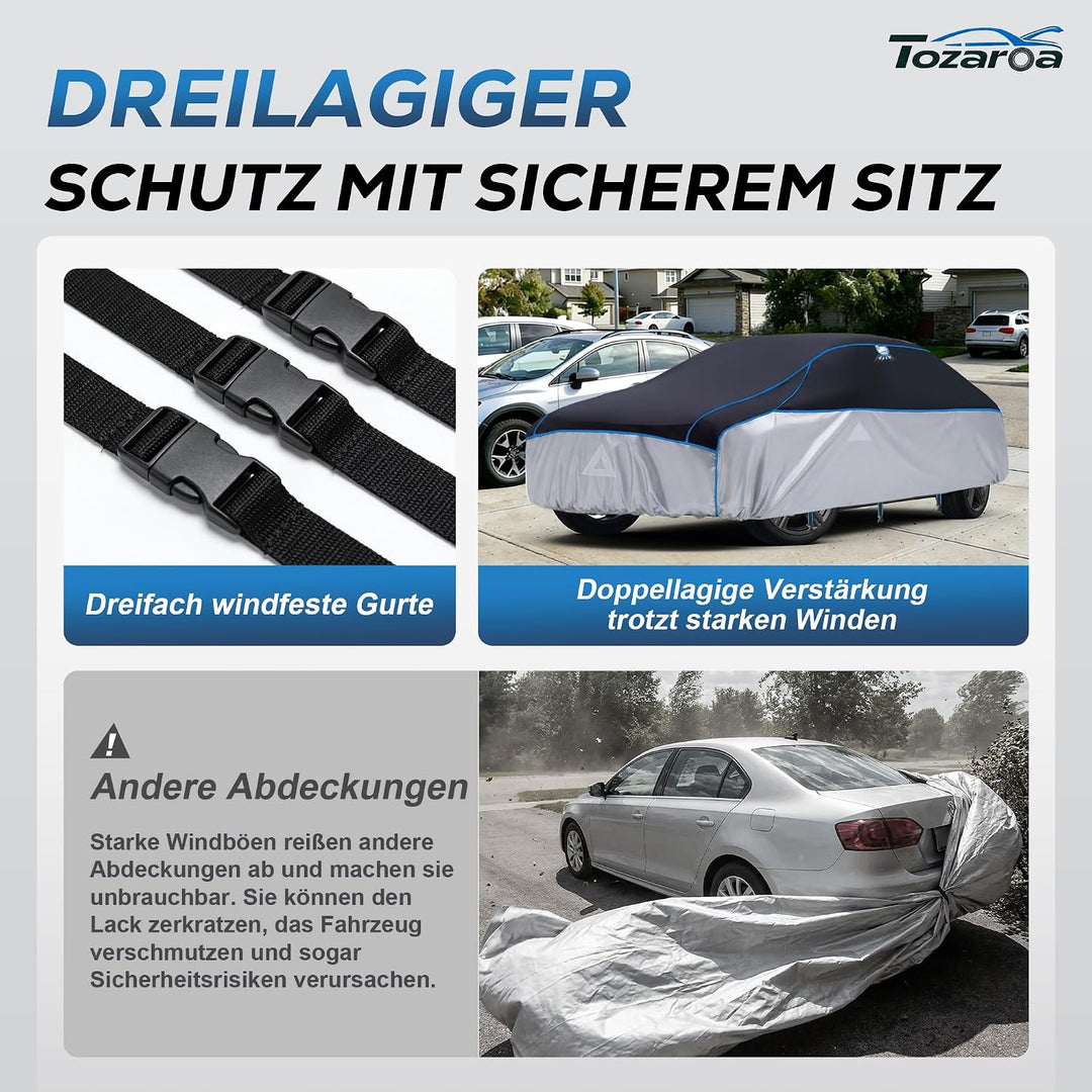 Hagelschutzplane Auto mit separater Sonnenblende,Limousine Wasserdicht Auto Autoabdeckung, Abdeckpla