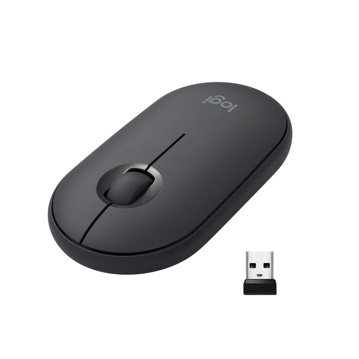 Logitech M350 Pebble Kabellose Maus, Bluetooth und 2.4 GHz Verbindung via Nano USB-Empfänger, 18-Mon