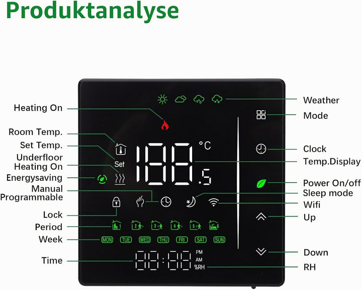 Wengart WiFi Thermostat für Wasserheizung & Gastherme, 3A Smart Home Raumthermostat kompatibel mit e