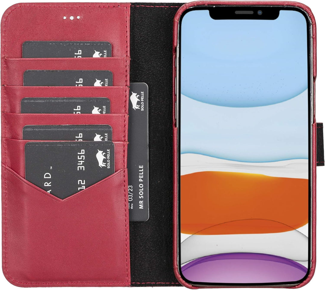 Solo Pelle Lederhülle kompatibel für iPhone 12 Pro Max in 6.7 Zoll abnehmbare Hülle (2in1) inkl. Kar