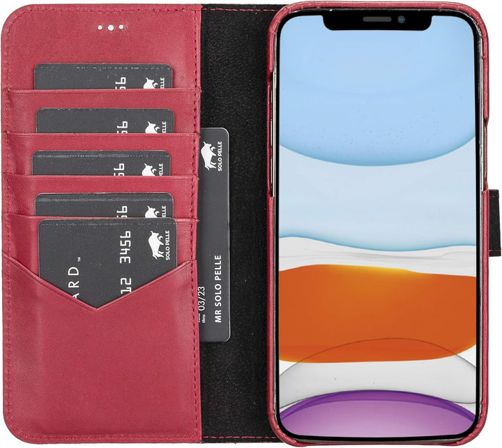 Solo Pelle Lederhülle kompatibel für iPhone 12 Pro Max in 6.7 Zoll abnehmbare Hülle (2in1) inkl. Kar