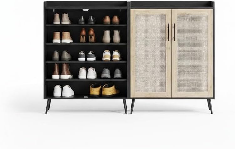 Garvee Schuhschrank Mit 2 Türen Und Verstellbaren Einlegeböden, Schuhkommode Mit Kippschutz, Platzsp