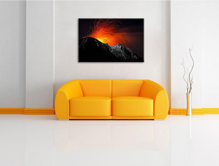 Dark spektakulärer Vulkanausbruch schwarz/weiss Format: 100x70auf Leinwand, XXL riesige Bilder ferti