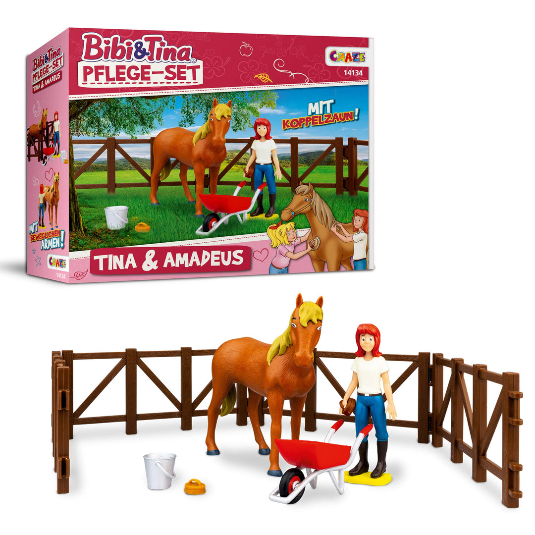 CRAZE Bibi Blocksberg/Bibi & Tina Pflege Set Pflegeset inkl. Pferde Zubehör Figuren Bauernhof Spielz