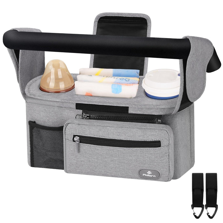 Philorn Kinderwagen Organizer mit Isolierten Getränkehalter/Kaffeehalter, Universal Buggy Kinderwage