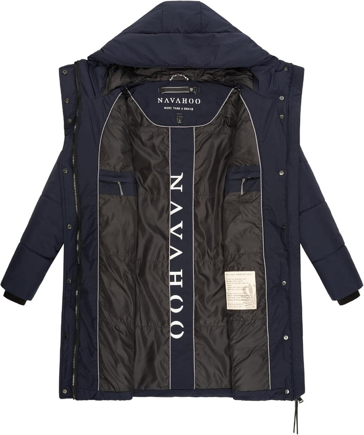 Navahoo Damen Wintermantel kurzer Steppmantel mit Kapuze Zuckertatze XIV XS-XXL XS Navy, XS Navy