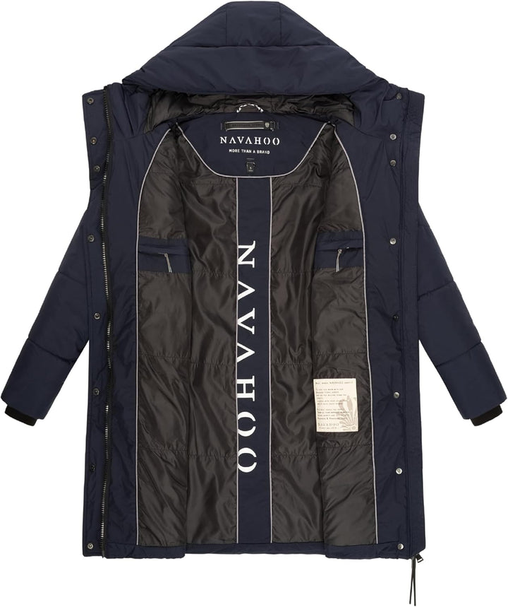 Navahoo Damen Wintermantel kurzer Steppmantel mit Kapuze Zuckertatze XIV XS-XXL XS Navy, XS Navy