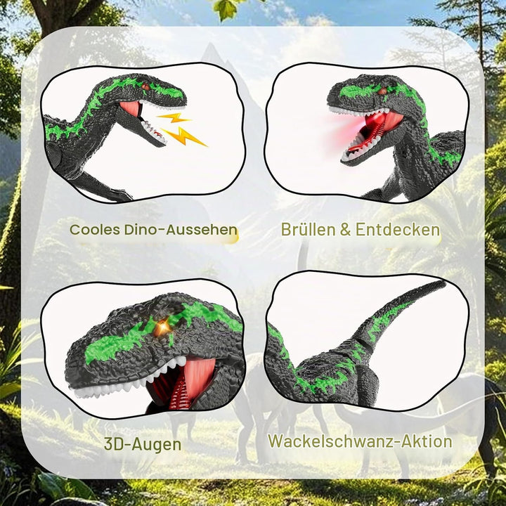 Fernsteuerungs-Dinosaurier für Kinder ab 3, 2,4 GHz RC-Dino mit 3D-Augen &amp; 3 Geräuschen, interaktive