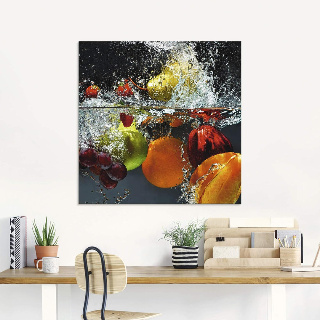 ARTland Glasbilder Wandbild Glas Bild einteilig 40x40 cm Quadratisch Früchte im Wasser Obst Frucht C