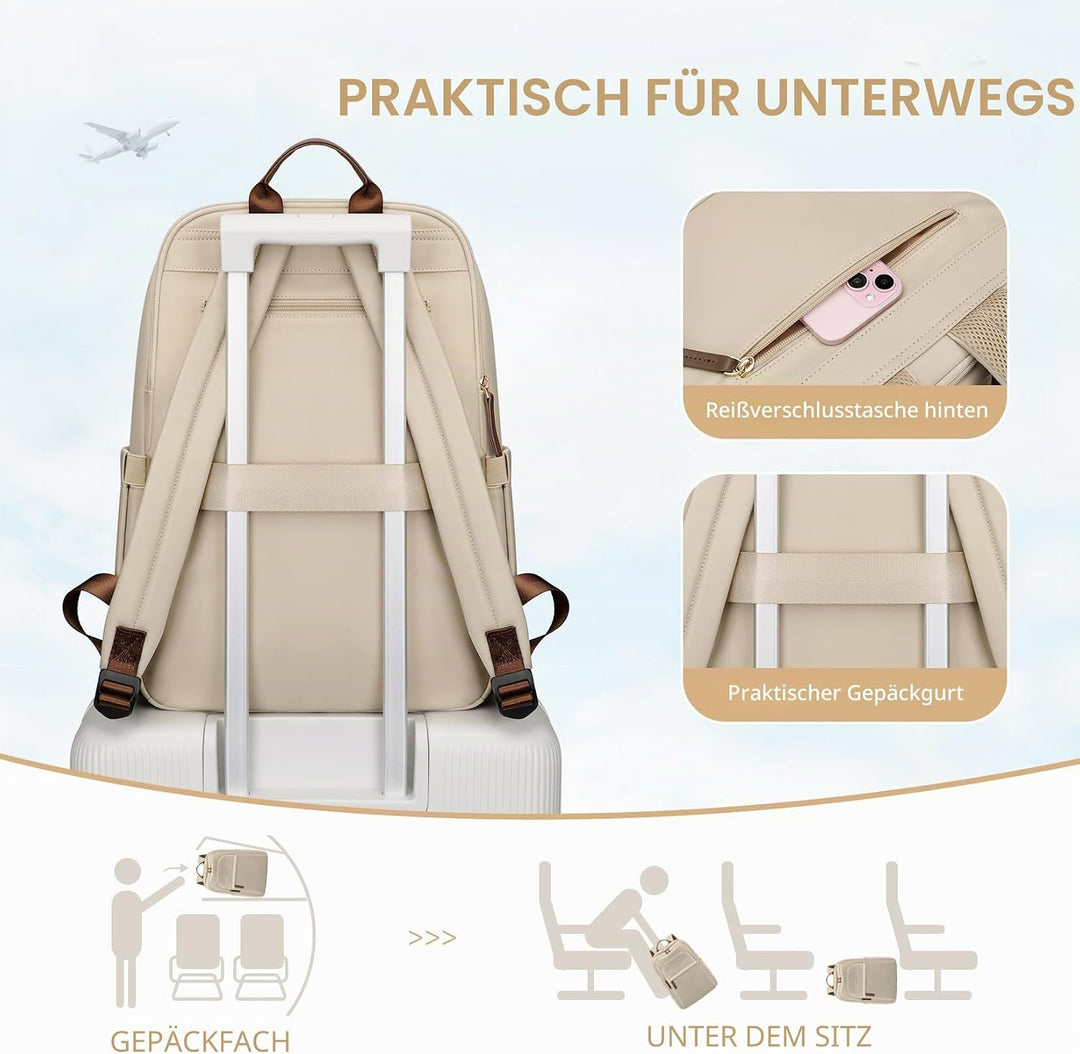 Rucksack Damen Herren, Laptop Schulrucksack,Women Travel Backpack Elegant für Uni Reise Büro, Tagesr
