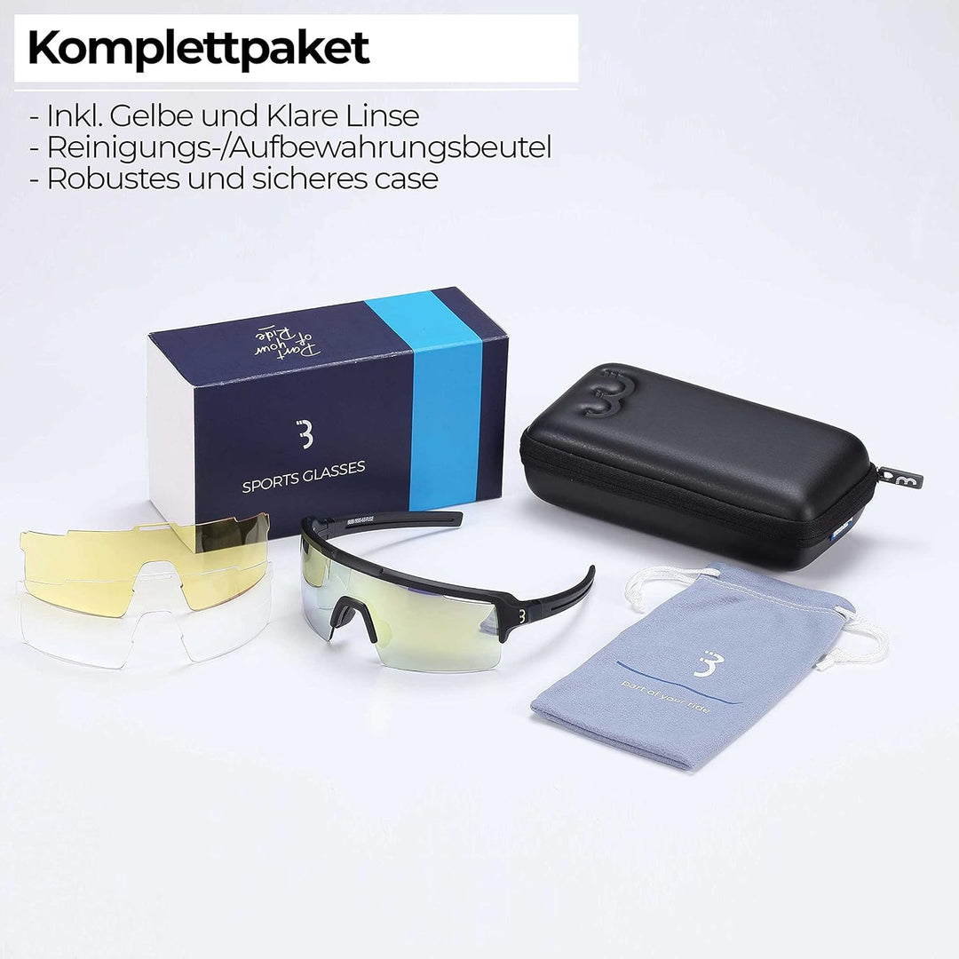 BBB Cycling Unisex-Adult Fahrrad Sportbrille Modernes Grosses Glas Grilamid MTB Rennrad Kies Damen u