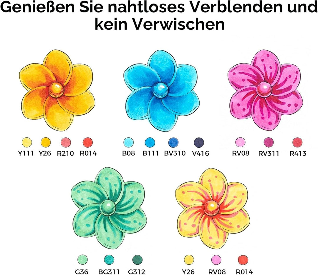 Pinsel Marker Stift mit 168 Farben von Ohuhu, doppelseitige Farbspitze - grober Brush Marker für Ent