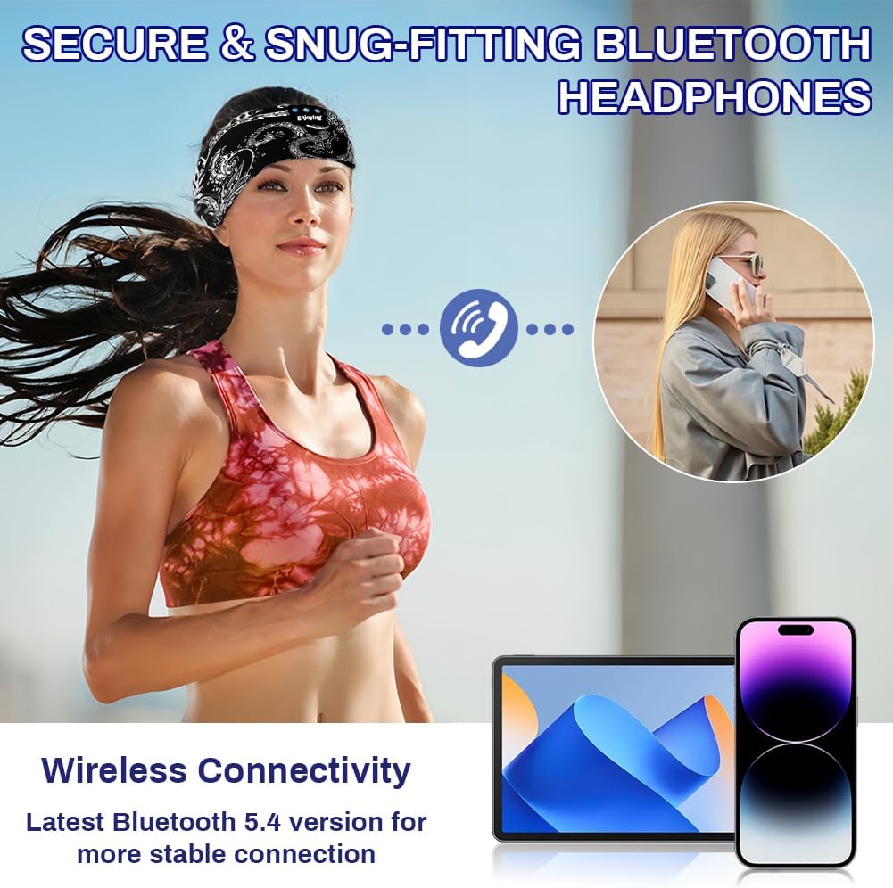 flintronic Schlafkopfhörer Bluetooth, Kabellose Schlaf Kopfhörer mit HD Stereo Lautsprecher für Männ