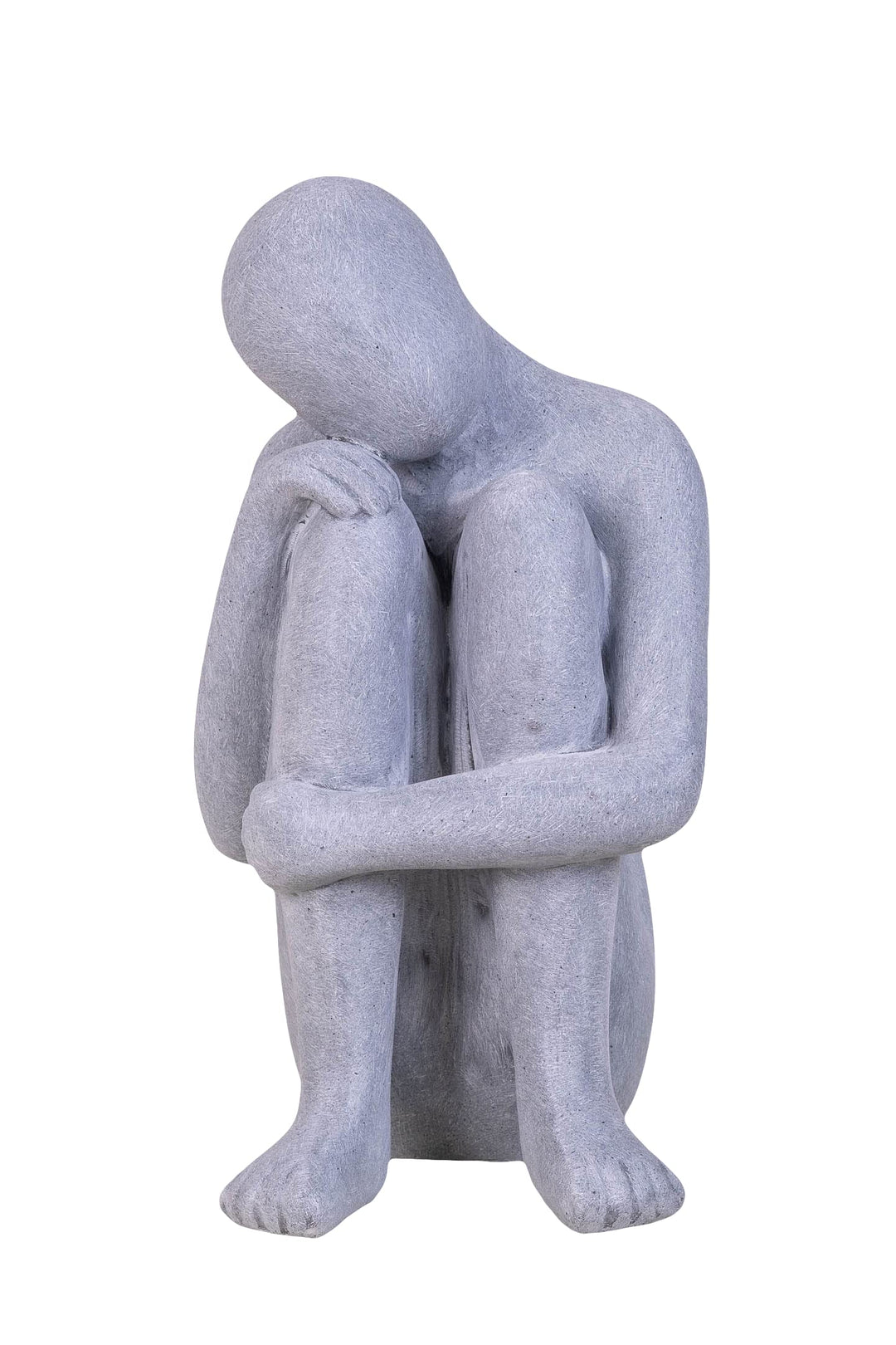IDYL Moderne Skulptur Figur Sandsteinguss Denkender Mann | wetterfest | grau | 22x20x38 cm | Dekorat