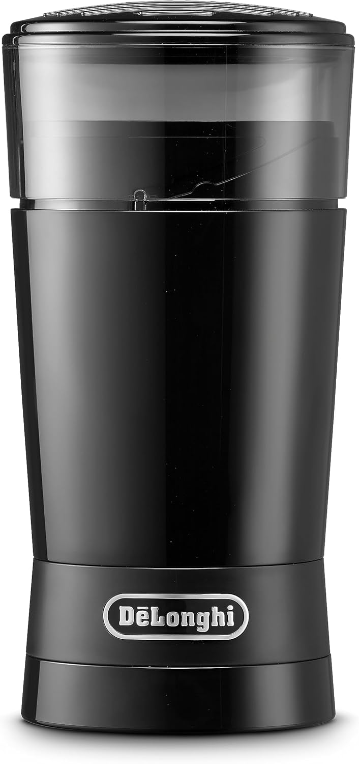 De'Longhi KG200 Elektrische Kaffeemühle mit Klinge, Edelstahl, Schwarz