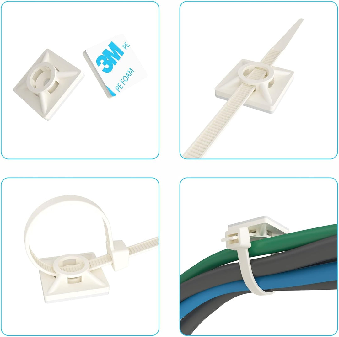 intervisio Klebesockel für Kabelbinder 19 mm x 19mm Montagesockel kabelbinderhalter Set Schraubsocke