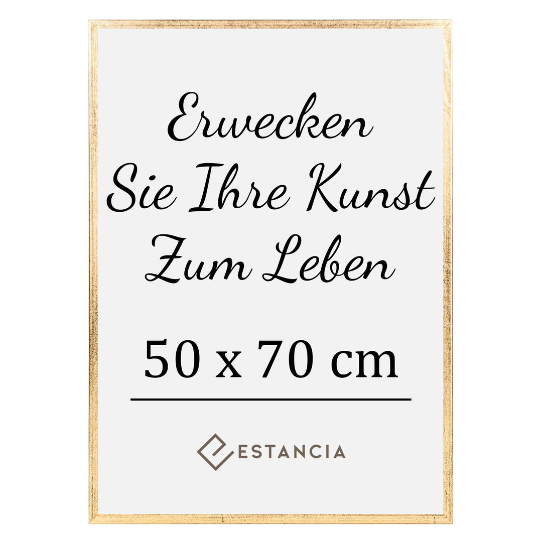 Estancia Bilderrahmen 50x70 Gold | Moderner Portraitrahmen Holz | 50x70 cm Goldener Bilderrahmen mit