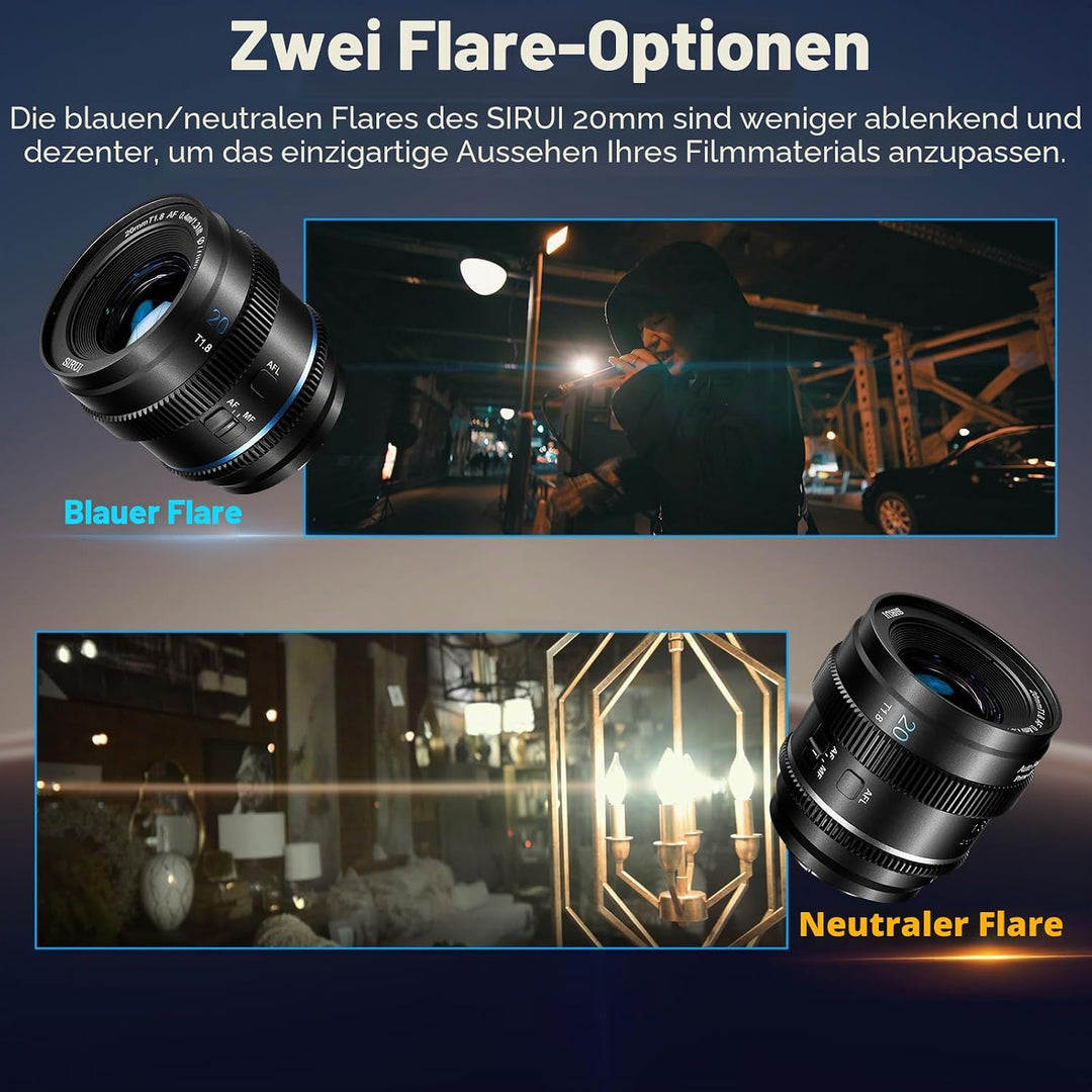 SIRUI 20mm T1.8 1.33x Anamorphisches Objektiv, S35 Autofokus-Objektiv für Z-Mount Kameras – kompatib