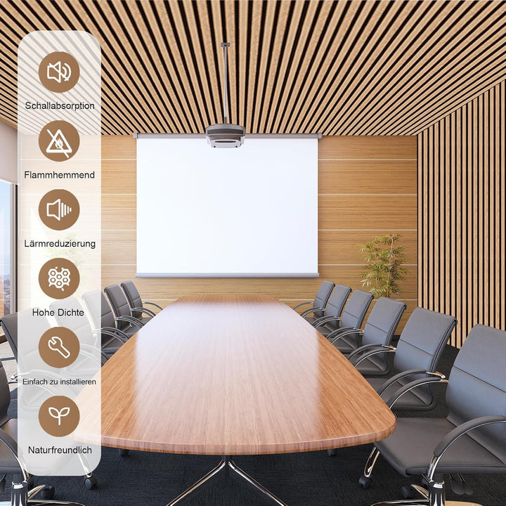 Akustikpaneele Holz, Faltbar 1,44m² - 240x60cm 3D Wandpaneele Holz, Akustik Paneele Wand für Küche,