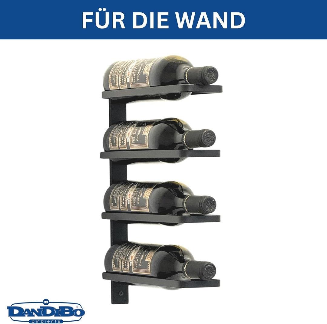 DanDiBo Weinregal Wand Schwarz Metall 96638 Flaschenregal Flaschenhalter Wandmontage Modern Wandhalt