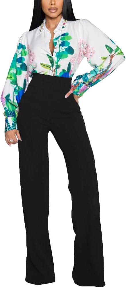 PINSV Damenhose mit hoher Taille, dehnbar, Bootcut, Schlupfhose, legere Arbeitshose 3257 Schwarz S,