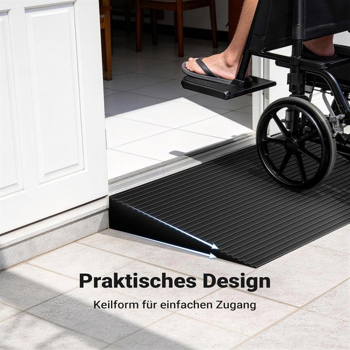 Türschwellenrampe 35x200x900mm für Rollstuhl & Rollator, Vollgummi, rutschfeste Oberfläche, kürzbar
