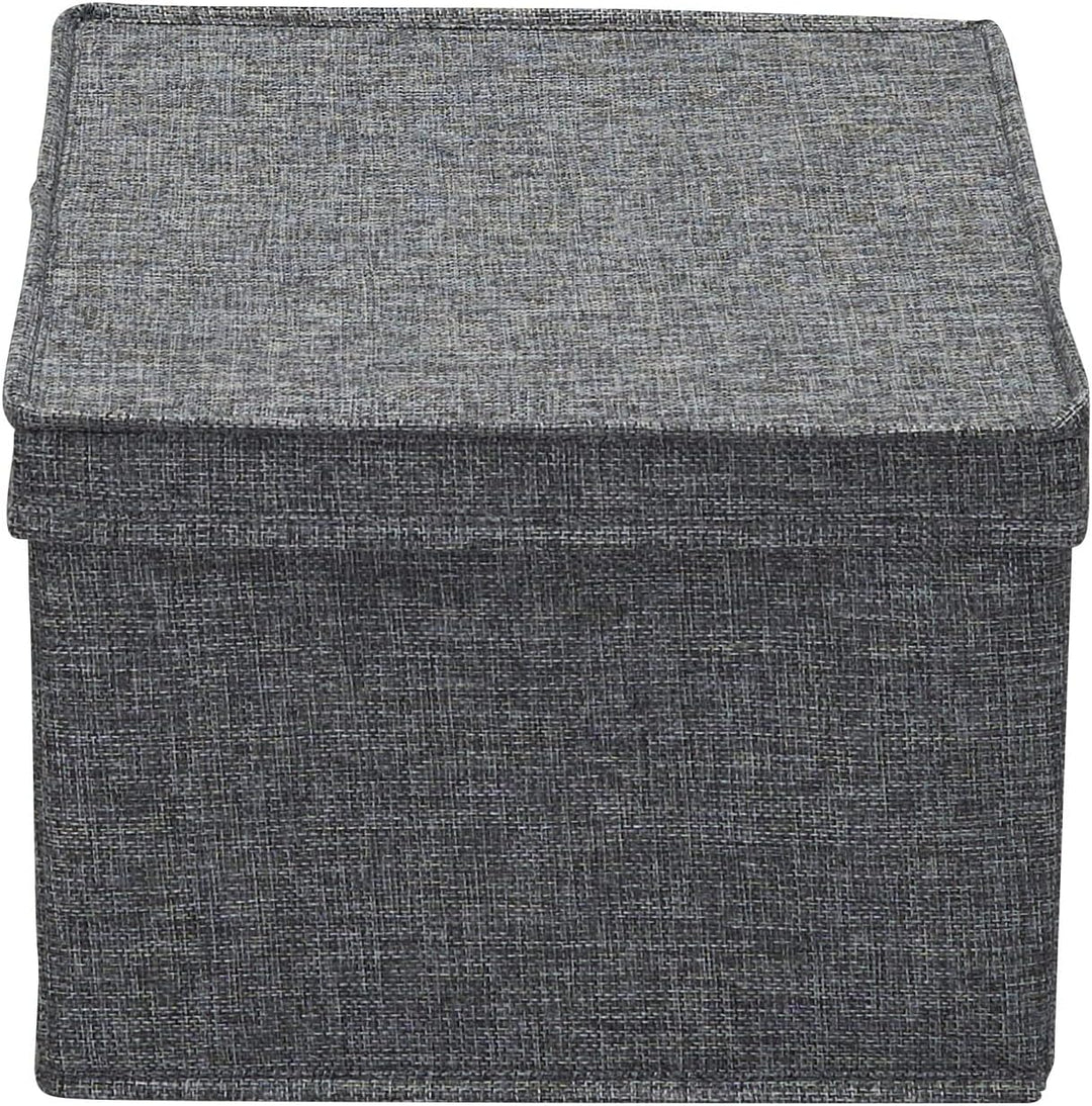 Household Essentials Large Fabric Storage Bins with Lids, Graphite, Set of 2 Gross Grau (Graphite//N