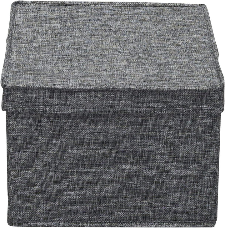 Household Essentials Large Fabric Storage Bins with Lids, Graphite, Set of 2 Gross Grau (Graphite//N