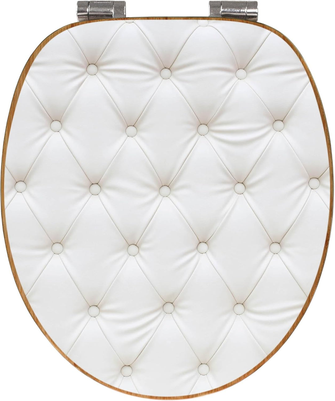 banjado® Design WC Sitz Bambus Absenkautomatik mit Motiv Weisses Polster/Toilettendeckel mit Absenka