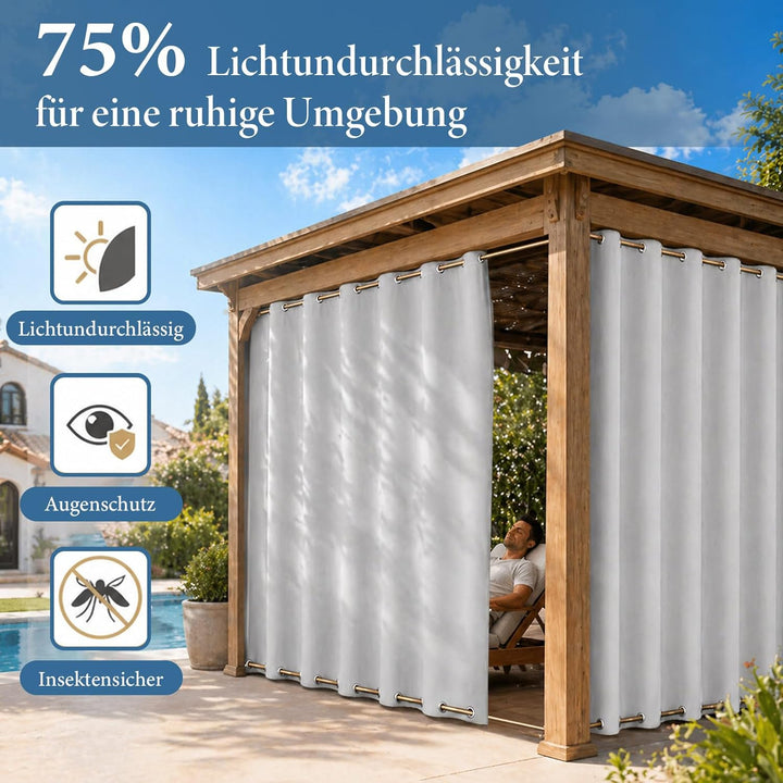 Rosnek Outdoor Vorhang Wetterfest Winddicht, Extra Breit Blickdicht Vorhänge mit Ösen Oben &amp; Unten,