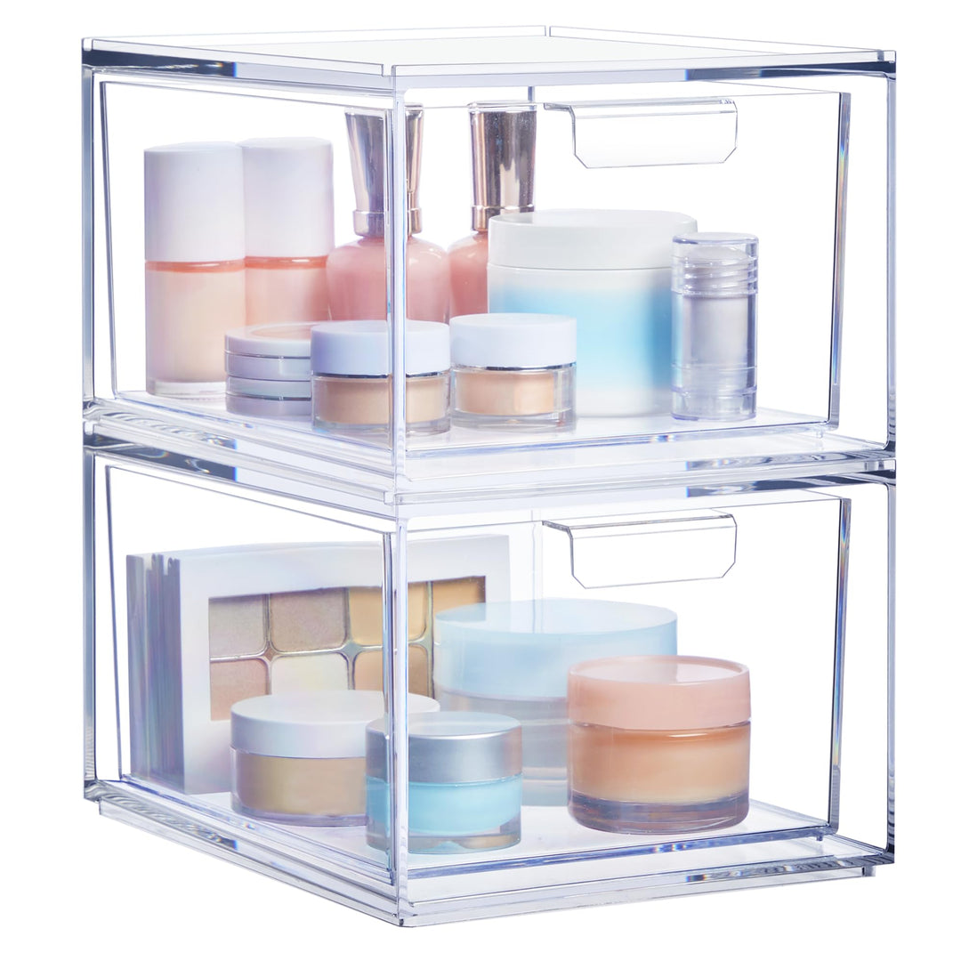 STORi US Acrylic® Audrey 2er-Pack kleine stapelbare Kosmetik-Organizer Schubladen 4-1/2\" Tall Drawe