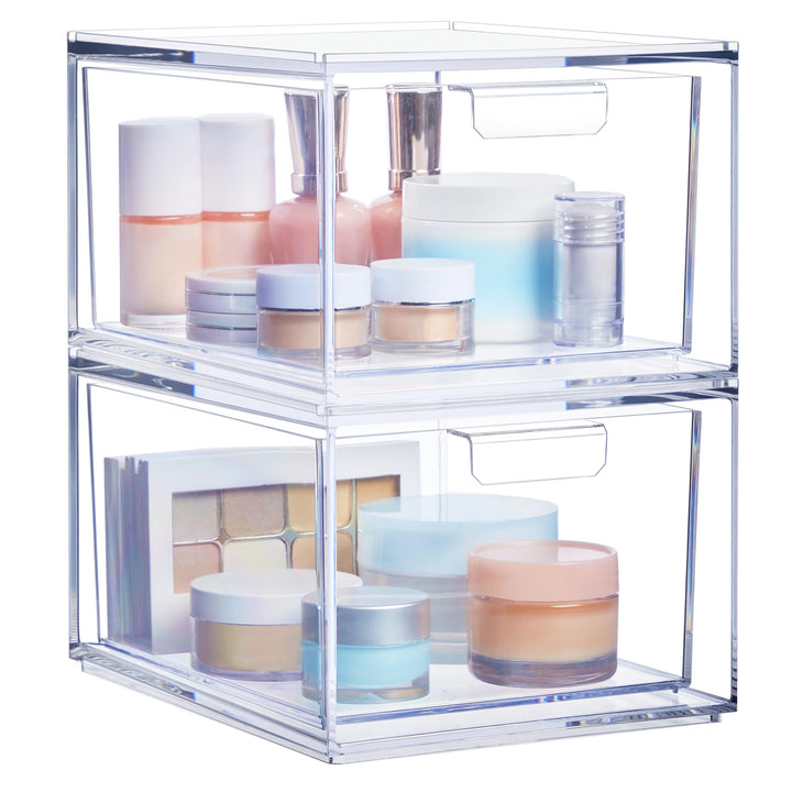 STORi US Acrylic® Audrey 2er-Pack kleine stapelbare Kosmetik-Organizer Schubladen 4-1/2\" Tall Drawe