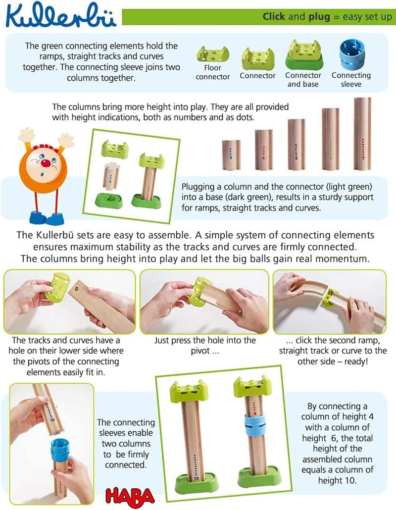HABA 300849 - Kullerbü – Ergänzungsset Verbinder und Basis, grün