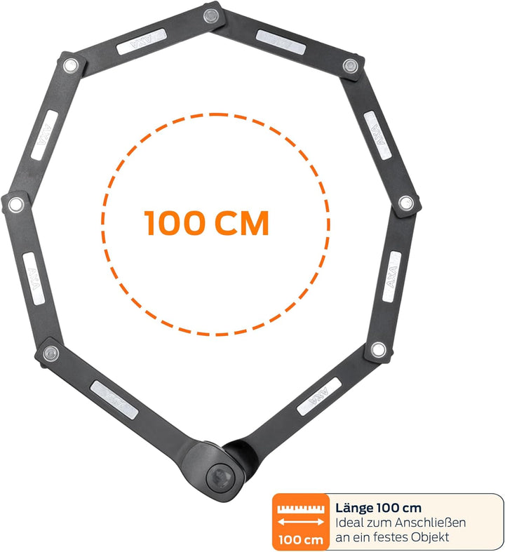 AXA Fold Lite C100 – Faltschloss mit Code – Länge 100 cm – Sicherheitsstufe 7 – Leichtes Zahlenschlo