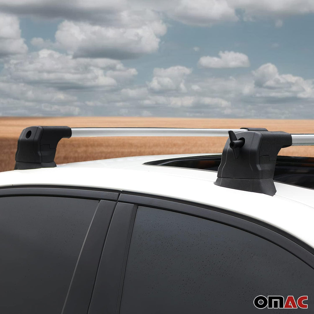 OMAC Dachträger Grundträger kompatibel mit VW Touareg 2002-2010 Gepäckträger Alu Silber 2X