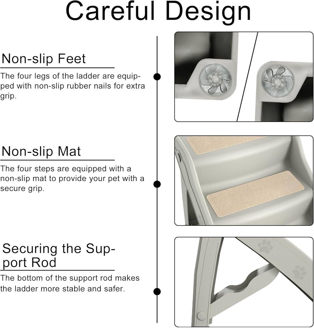 Faltbare Haustiertreppe für Hunde 4 Stufen Katzentreppe mit rutschfeste Filz Matte Hundetreppe Kunst