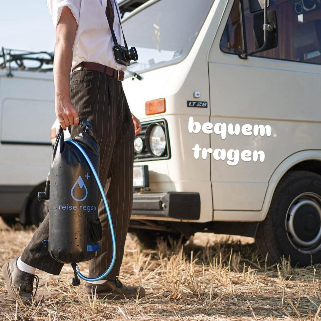 das Original – Camping-Dusche mit 10 oder 15 Liter – Outdoor-Drybag wasserdicht – Solar-Dusche Garte