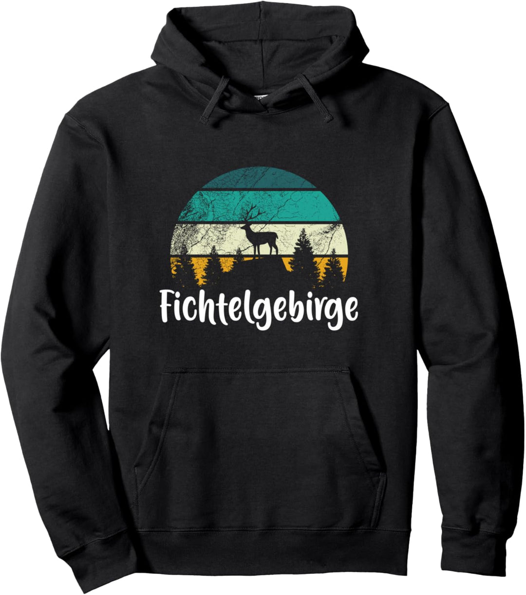Fichtelgebirge Vintage Heimat Wandern Urlaub Hirsch Retro Pullover Hoodie