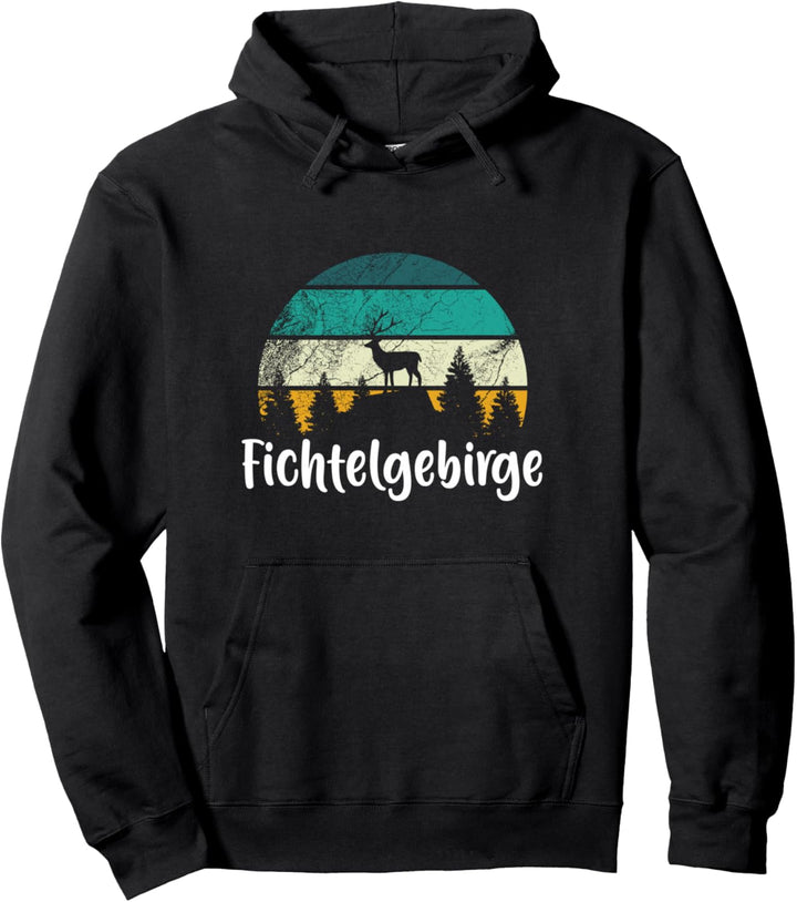 Fichtelgebirge Vintage Heimat Wandern Urlaub Hirsch Retro Pullover Hoodie