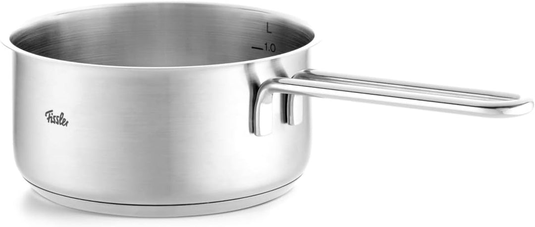 Fissler Pure Collection / Edelstahl-Stielkasserolle (Ø 16 cm, 1,4L) inkl. Schüttrand, Innenskalierun