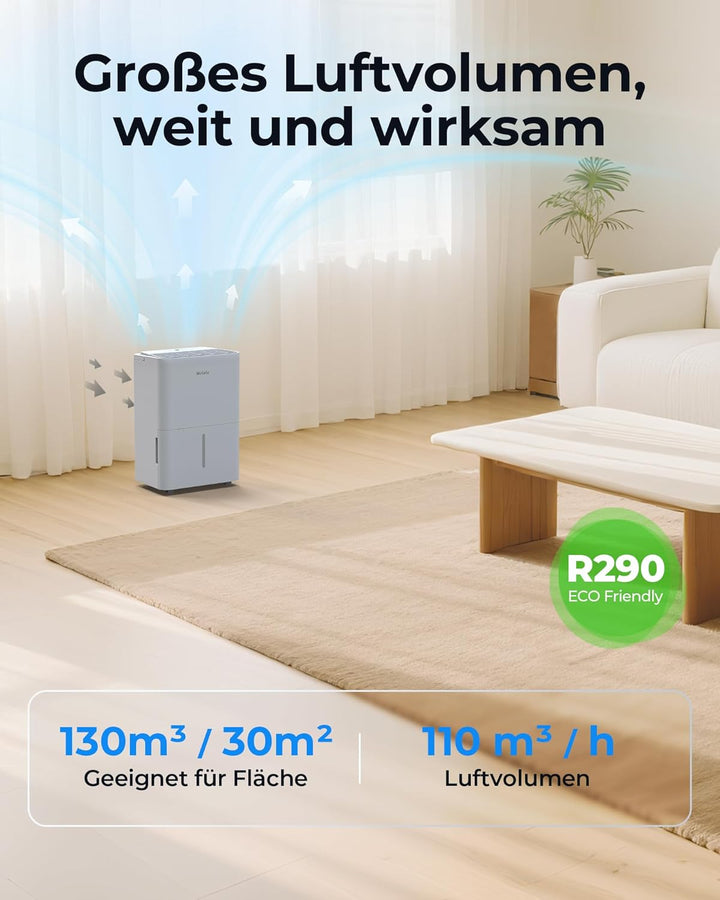 Woleix Luftentfeuchter elektrisch 14L, Entfeuchter elektrisch für Keller, Dehumidifier 37dB, Raument