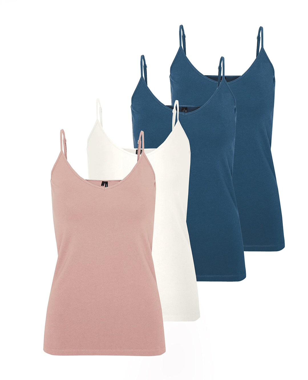 VERO MODA Damen Vmmaxi My Soft V Singlet Noos Top M Mehrfarbig (2x Insignia Blue, 1x Woodrose, 1x Sn