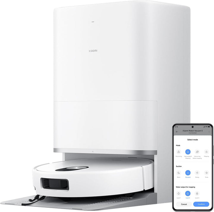 XIAOMI Robot Vacuum 5 Saugroboter mit Wischfunktion, 20.000Pa, Ausfahrbarer Mopp & Seitenbürste, 80°