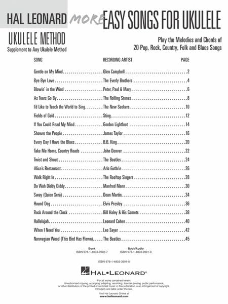 Hal Leonard Ukulele Method: More Easy Songs For Ukulele: Noten, CD für Ukulele, Taschenbuch