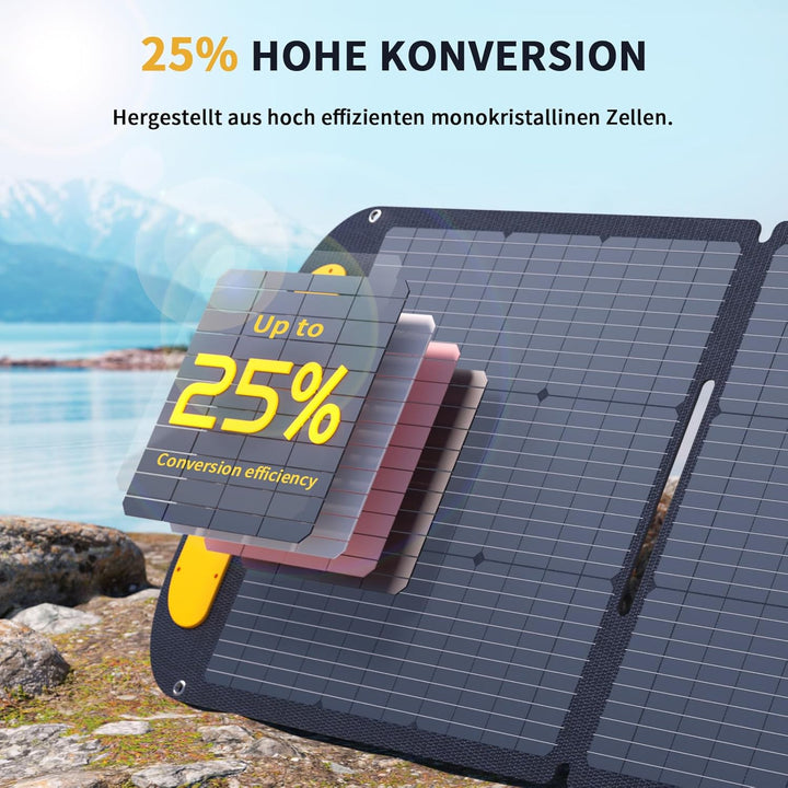 VTOMAN VS200 Faltbares Solarpanel 200W, 16V/25% Effizienz, Monokristalline Tragbare Solarmodul für P