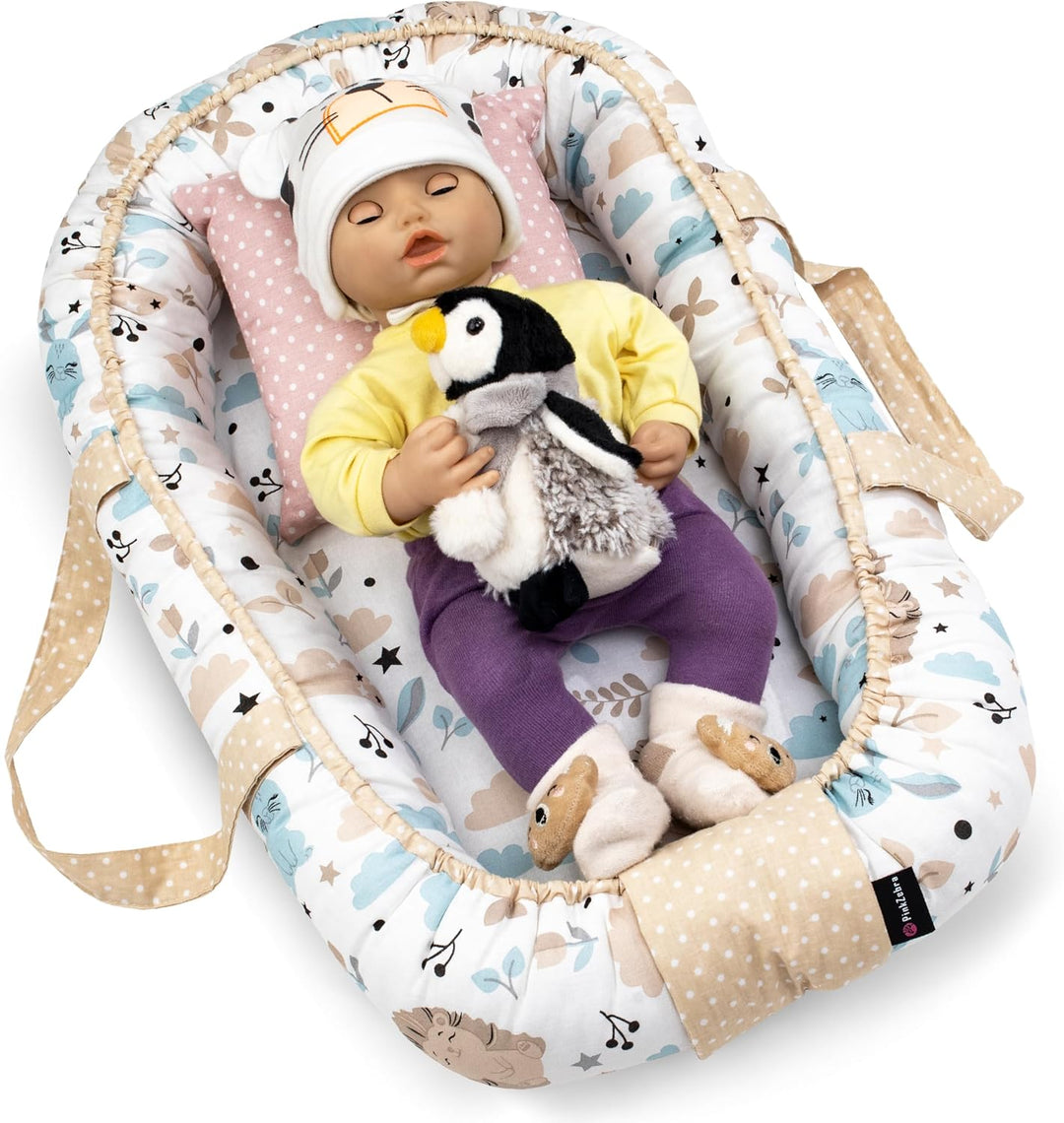 PinkZebra Tragetasche,2 in 1 Tragetasche, Tragenest Kokon aus Baumwolle, Igel und Freunde, Igel und